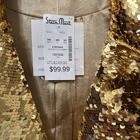 Just B Shimmering Gold Sequin Blazer - Picture 3 of 7